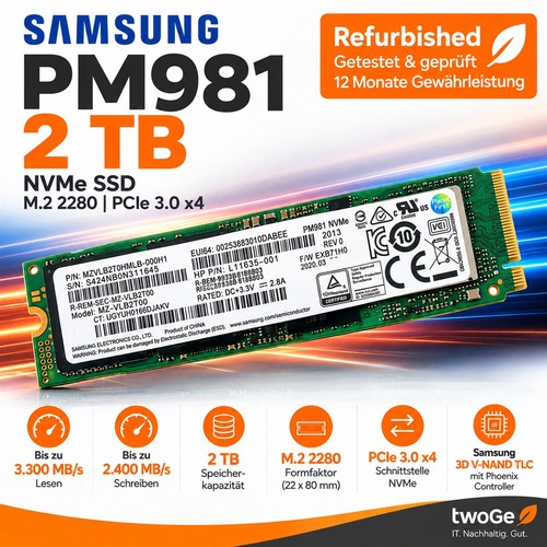 Samsung pm981 2tb nvme 2 - 2tb,